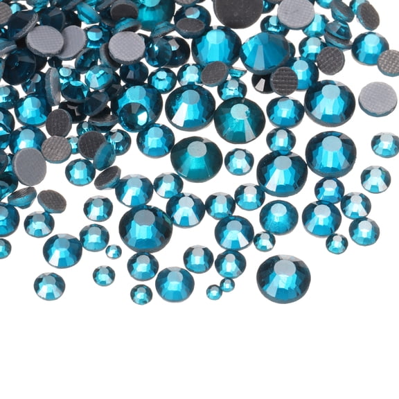 Uxcell 400 Pcs Hotfix Rhinestones Flatback Crystal Glass Gems with Clear Bag Nail Art Kit for Crafts Clothes DIY Decoration 5 Sizes (SS6-SS20 Set, Blue)