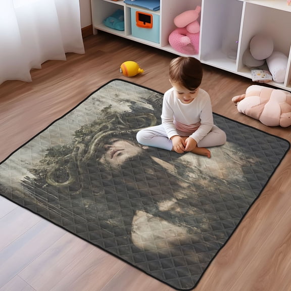WOBOGO Vine Wrapped Around The Head Baby Playmats Extra Large Waterproof Rollable Activity Pads for Toddlers 50×50inch