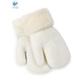 thumbnail image 2 of Deago 2 Pairs Toddler Winter Mittens Gloves Baby Boys Girls Warm Gloves Infant Thicken Knit Mittens Kids (White), 2 of 8