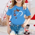 thumbnail image 2 of Gbsyewxs Shirts For Girls Crew Neck Short Sleeve Butterfly Print Breathable Summer Toddler Girls Tees Sky Blue Size 8-9 Years, 2 of 4