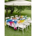 thumbnail image 4 of Outdoor Tablecloth with Umbrella Hole for Patio/Picnic/Party/Camping, Colorful Soccer Waterproof Table Cloth Rectangle Table Cover Washable, Football Ink Wash Creative Art (52"x 70"), 4 of 9