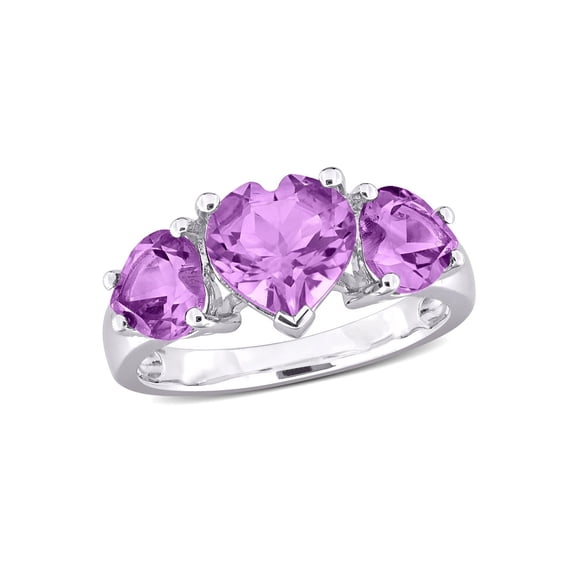 Gem & Harmony 2.60 Carat (Ctw) Amethyst Three Stone Ring in Sterling Silver for Women