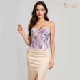 thumbnail image 6 of JASGOOD Corset Top for Women Textured Sheer Floral Lace Bustiers Cincher Lace-up Corset Overbust Top, 6 of 8
