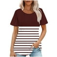 thumbnail image 2 of Lydiaunistar T-Shirt Décontracté à Manches Courtes pour Femmes, Col Rond, Imprimé Floral, Grande Taille, Mélange Polyester Spandex, Confort Quotidien, Lavable en Machine, Rouge, 2 of 5