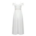 thumbnail image 4 of YONGHS Kids Girls Floral Lace Bridesmaid Dress Off Shouldre Maxi Romper Gown White 14, 4 of 7
