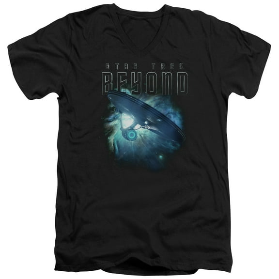 Star Trek Beyond Voyage Adult V-Neck 30/1 T-Shirt Black