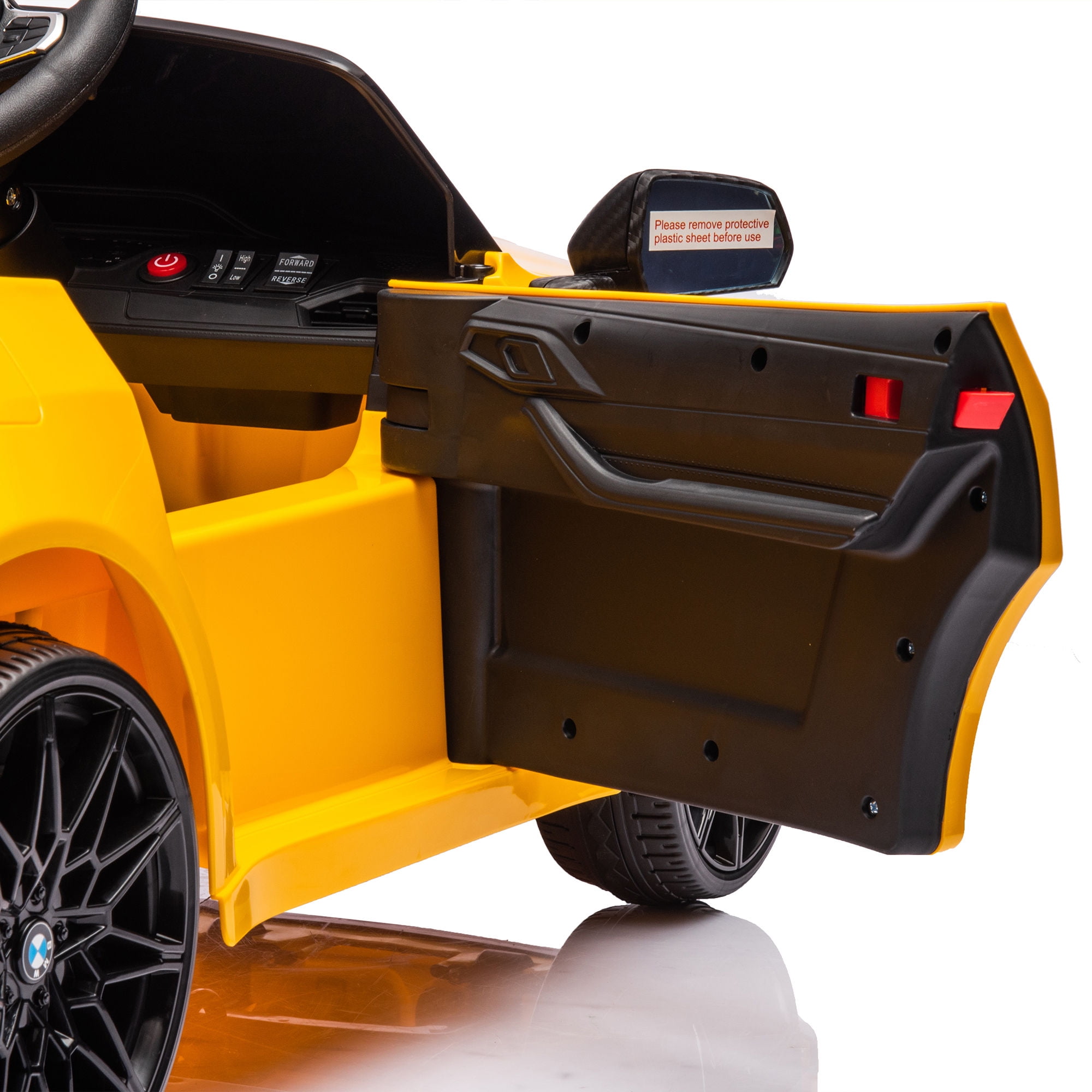 Bmw M4 12v Kids Electric Car with Parent Remote, Battery Powered Cars for Kids, Three Speed Adjustable,Power Display, Usb,Mp3 ,Bluetooth,Led Light,Story, Ride On Car for Boy and Girl Ages 3-8, Yellow