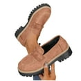 thumbnail image 5 of Brown Chunky Heel Loafers For Women, Frosted Design And Round Toe, Comfortable For All-Day Use, Ideal For Work Or Leisure, 5 of 9