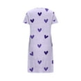 thumbnail image 4 of ZSQDM Clothing Womens House Dress Plus Size Casual Sleep Dress Women's Plus Heart Print Short Sleeve Round Neck Medium Stretch Loose Nightdress Valentine's Day Nightdress Purple XL, 4 of 4