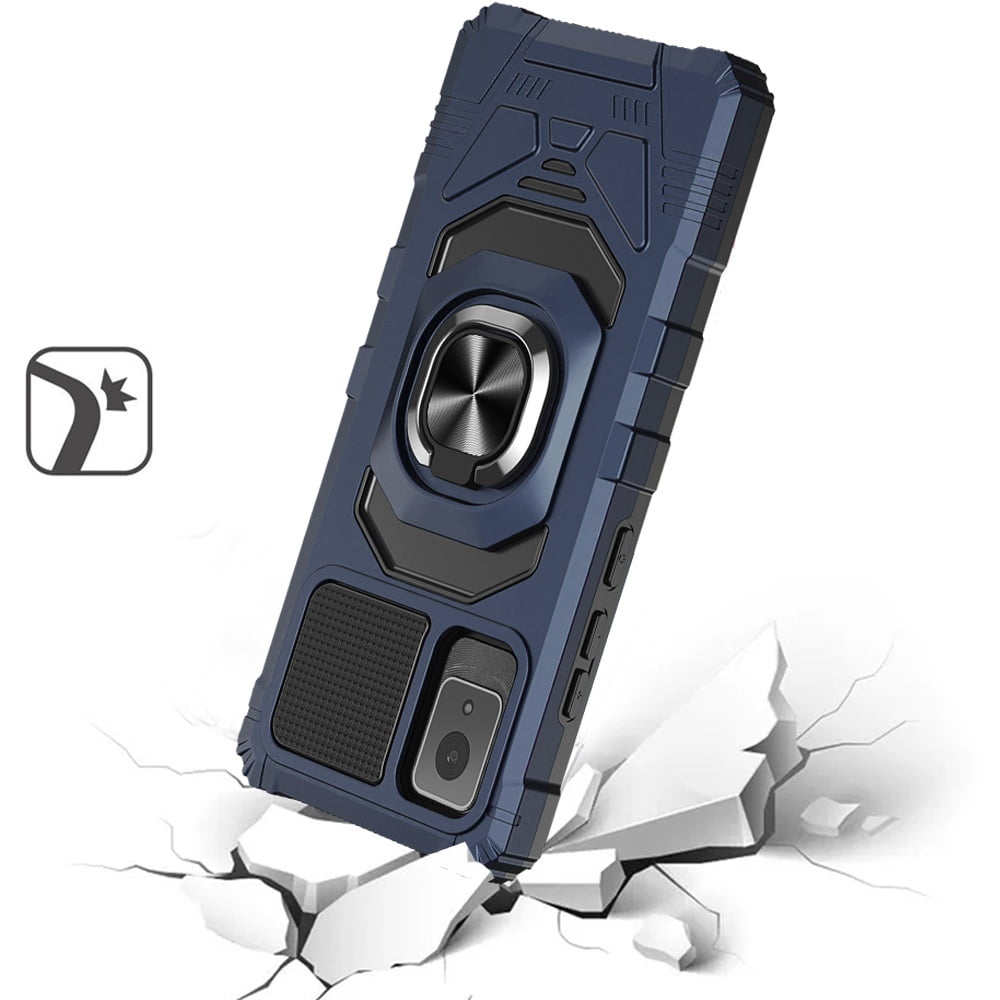 For TCL 50 XE 5G Hybrid Dual Layer with 360° Rotate Magnetic Ring Stand Holder Kickstand TPU Rugged PC Shockproof Cover ,Xpm Phone Case [ Blue ]