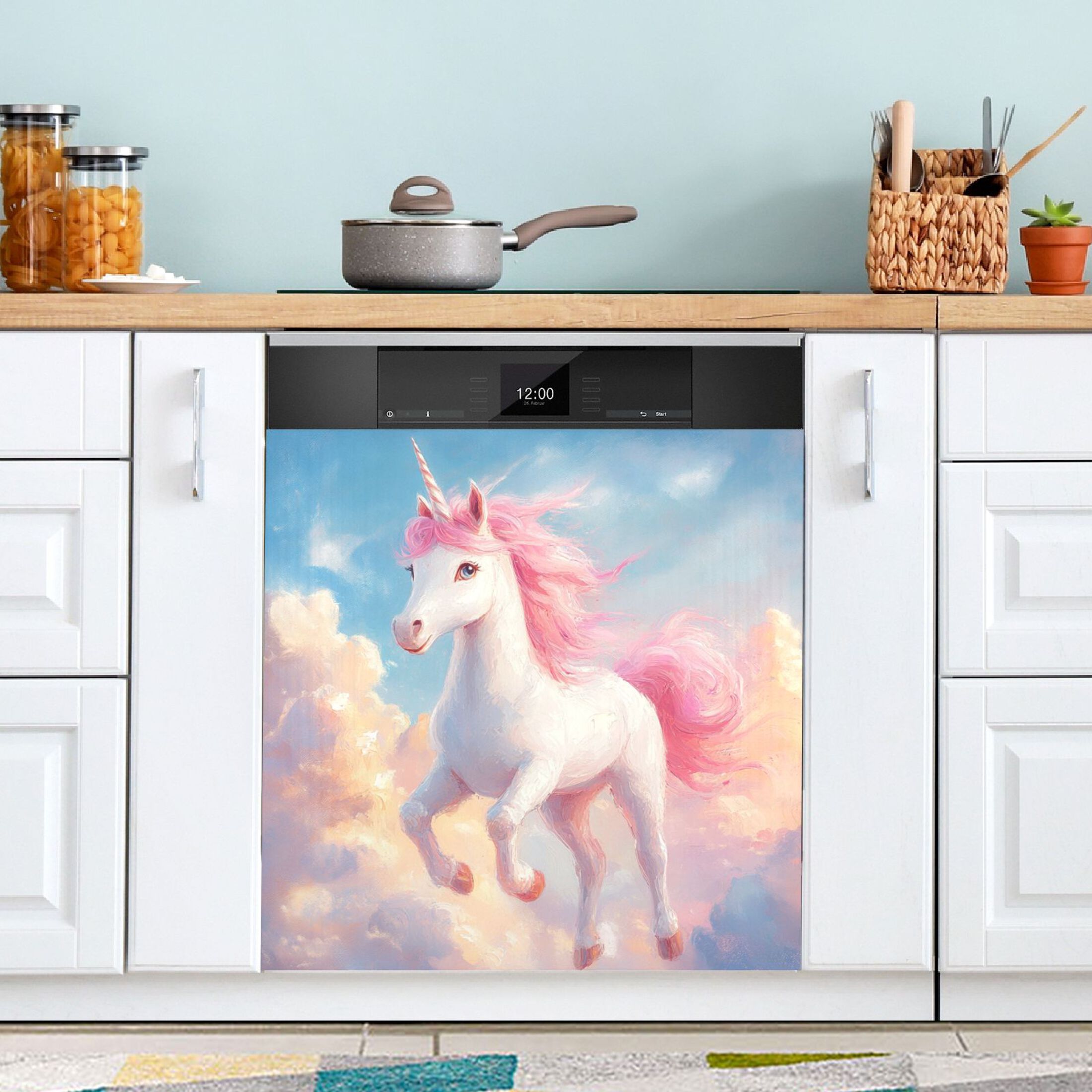 Dishwasher Magnetic Sticker 23x26 Inch Refrigerator Magnetic Sticker Washing Machine Magnetic Sticker Kitchen Panel Magnetic Sticker Home Decor A Beautiful Running Unicorn