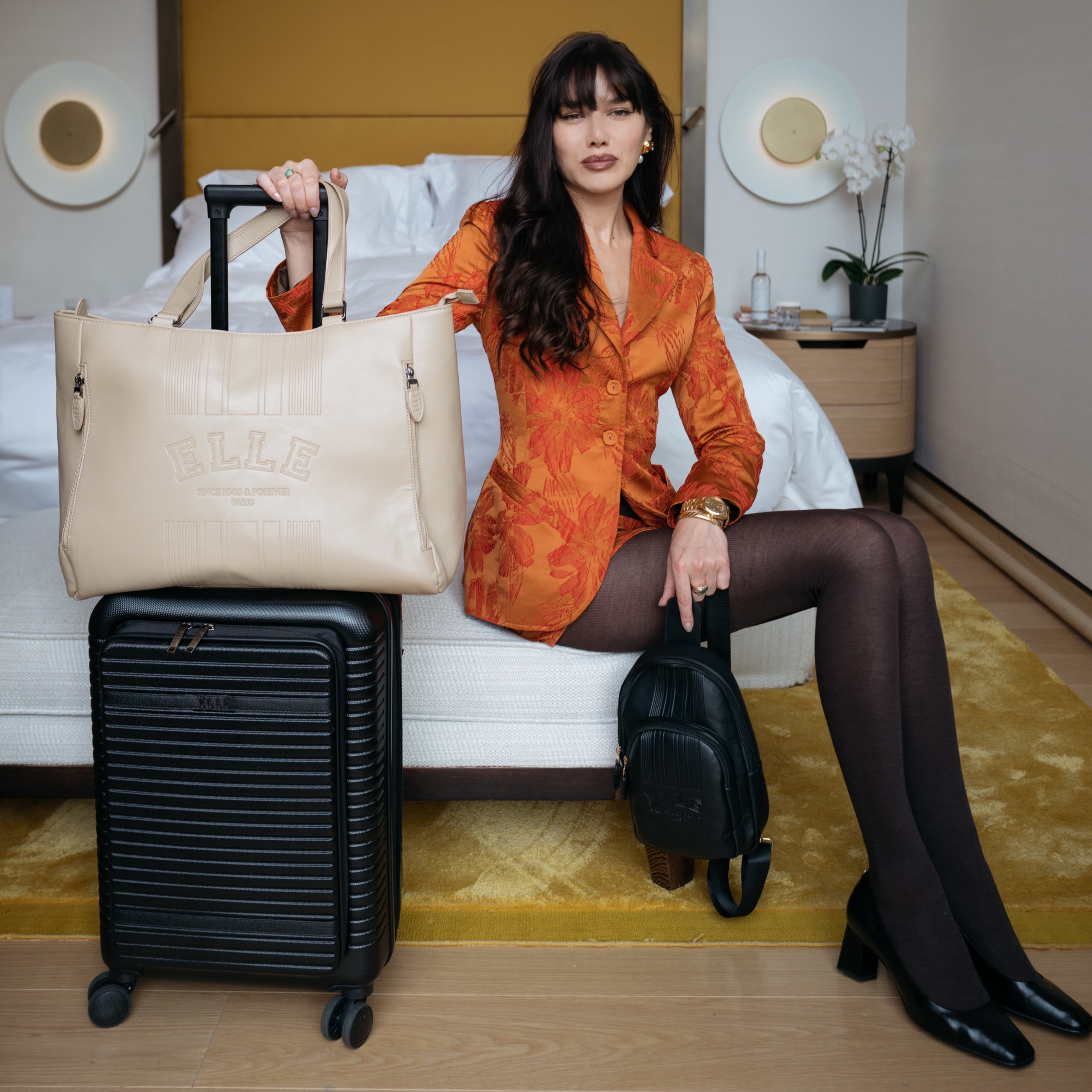 ELLE Escape Expandable Carry-on Suitcase with Front Laptop Pocket | Black