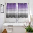 thumbnail image 3 of Purple Gray Kitchen Curtains Short 45 Inch Length, Vintage Rustic Abstract Striped Wooden Grain Grommet Top Bedroom Living Room Curtains, Light Filtering Cafe Curtain Drapes 2 Panels Set 84''x45'', 3 of 9