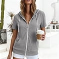thumbnail image 6 of Otntypg Full Zip up Athletic Hoodie Jackets for Women Lightweight Thin Casual Fall Short Sleeve Drawstring Hooded Pullover Sweatshirts Basic Slim Fit Outwear Jacket with Pockets, 6 of 8