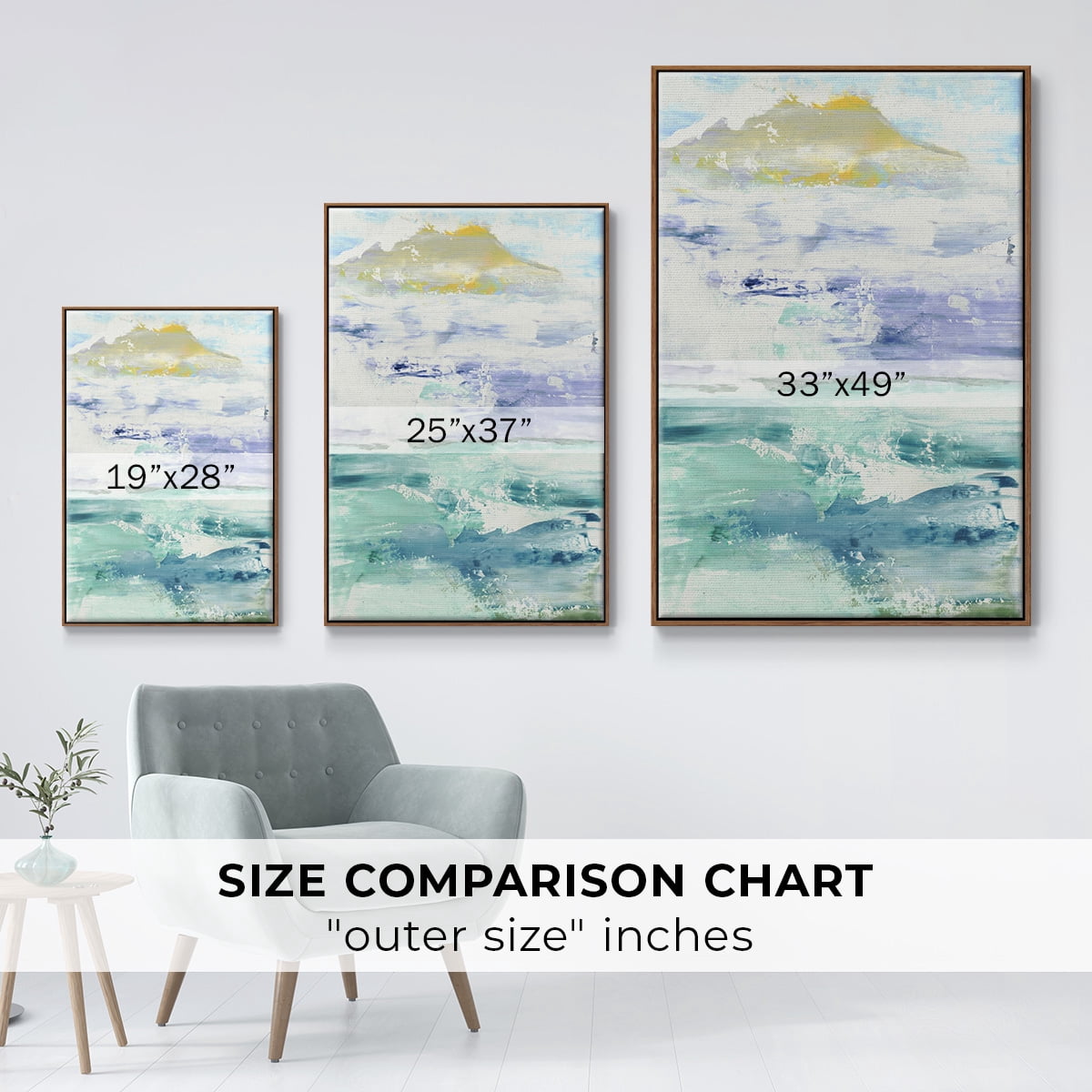 Fantasy Seascape Framed Premium Gallery Wrapped Canvas - Ready to Hang - 27 x 41 - Walnut Floating Frame