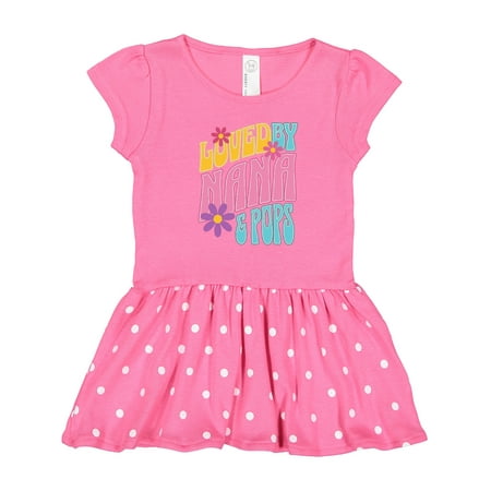 

Inktastic Nana and Pops Love Me Retro Flowered Gift Toddler Girl Dress