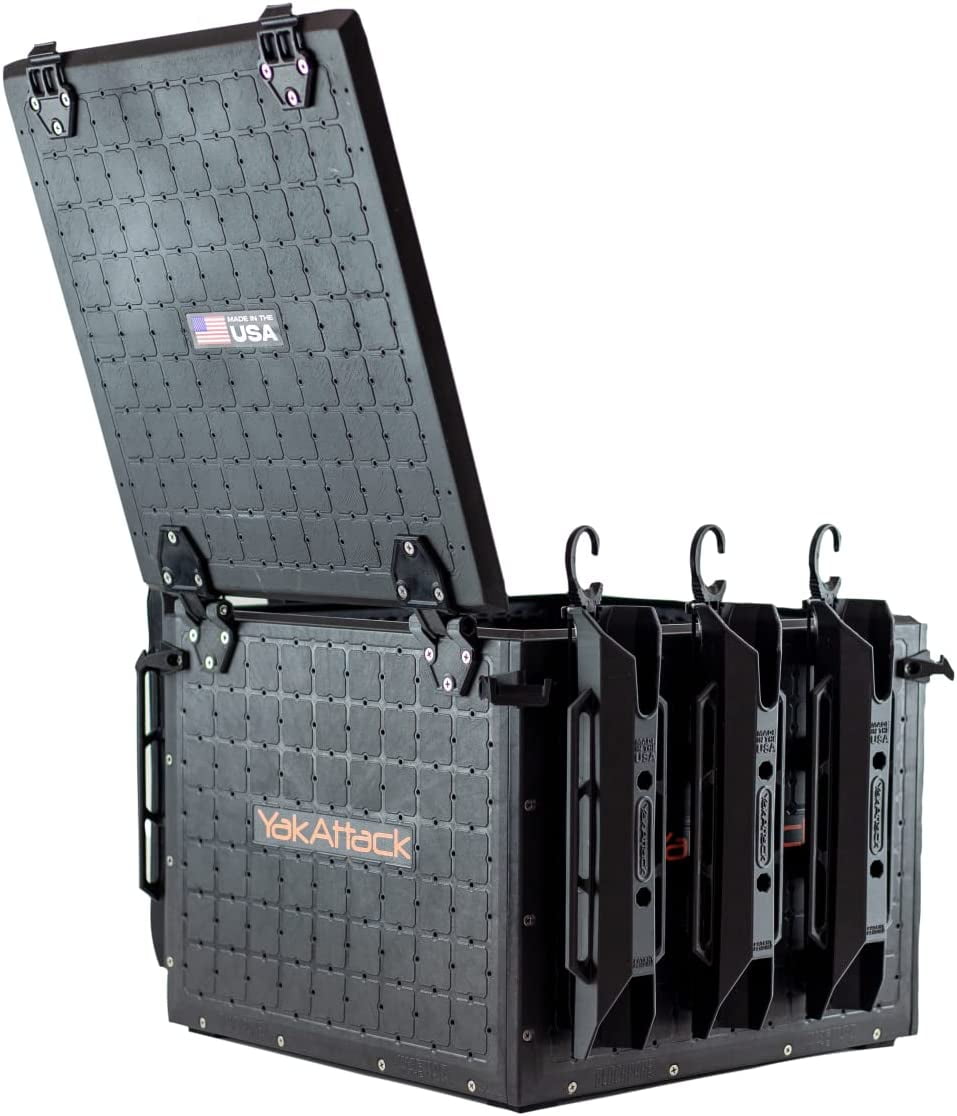 YakAttack BlackPro Kayak Crate 16"x16" Black Lid & 6 Hooks - BLP-PRO-16X16