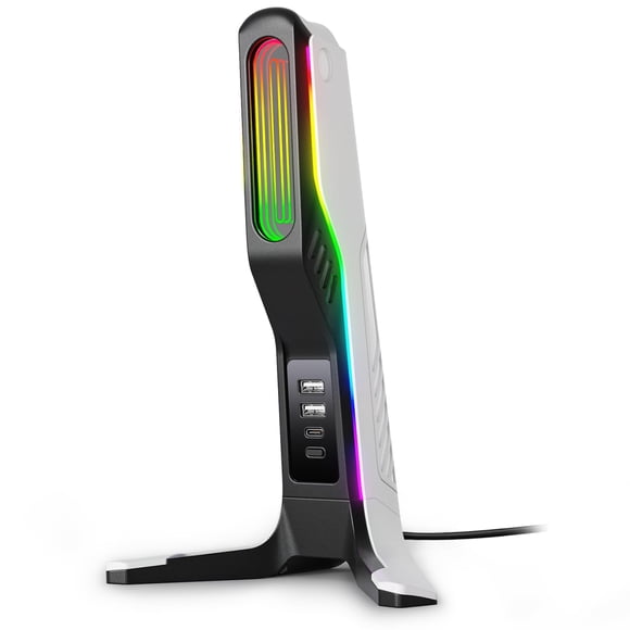 IFYOO RGB Gaming Headset Stand with 2 USB and 1 Type-C Ports, Game Headphone Mount for PC Computer, Xbox One, Xbox Series S/X, PS