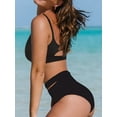 thumbnail image 3 of Roaso Women's Push up U Neck Front Cut Out High Waist Swimsuit Bikini Set, 3 of 5