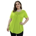 thumbnail image 3 of FOLUNSI Women's Plus Size Summer Tops Short Sleeve Lace Pleated Blouses Tunic Tops M-4XL, 3 of 5