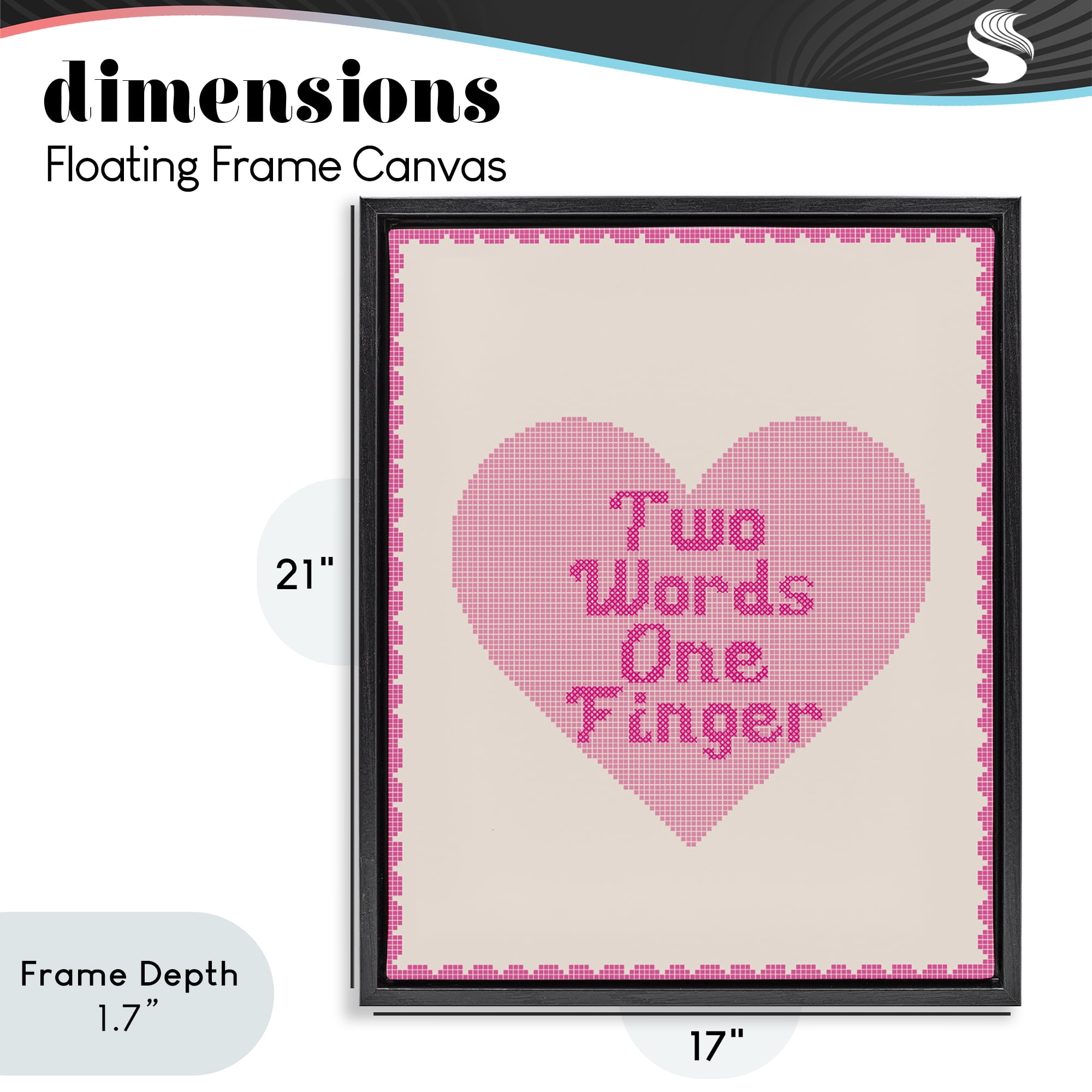 Stupell Industries Two Words One Finger Heart Black Framed Floater Canvas Wall Art, design by Lil' Rue