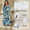 thumbnail image 6 of Xoenoiee Palm Tree Print Zipper Front Robes for Women House Coat Long Sleeve Loungewear Full Length Long Nightgown Bathrobe with Pockets, 2XL, 6 of 7
