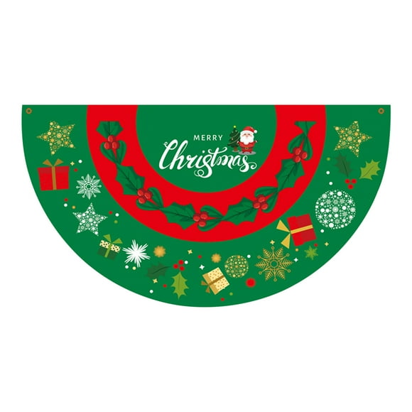 Pompotops Creative Fan Shaped Christmas Garden Flag Christmas Santa Claus Hanging Flag Semicircle Banner Clearance