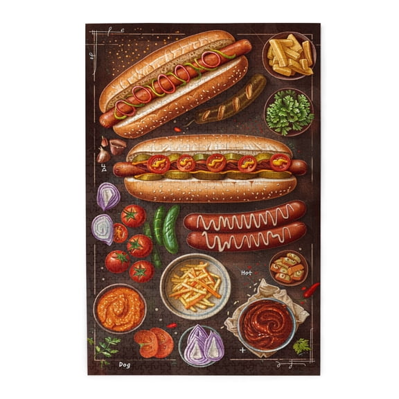 1000 pcs Funny Hot Dog jigsaw puzzles 1000 pieces,Unique and Beautiful Design,Stress relieving pleasure,Classic Hot Dog Funny Wooden Puzzle 1000 Piece,for Food Lovers Gifts,High difficulty puzzle