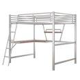 thumbnail image 5 of MODERNLUXE Metal Full Size Loft Bed with Desk and Shelf, Silver, 5 of 11