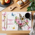 thumbnail image 2 of Easter Bunny Placemats Set of 6, Cute Rabbits Spring Daisy Flowers Butterfly Placemats for Dining Table, Place Mats for Kitchen Tabletop, Waterproof Wipeable Dining Table Mats Set, 2 of 9