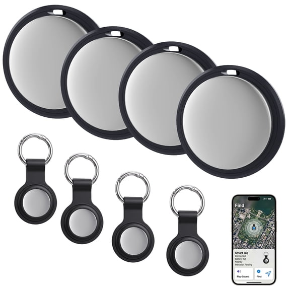 Air Tracker Tags-4 Pack Bluetooth Item Finder Compatible with Apple Find My , IP68 Waterproof, Replaceable Battery, Item Locator for Keys/Bags/Wallets Black, FCC Approved,Adroid and iOS