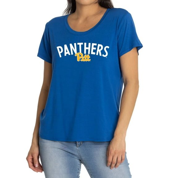 Women's Royal Pitt Panthers Scarlet Scoop Neck T-Shirt