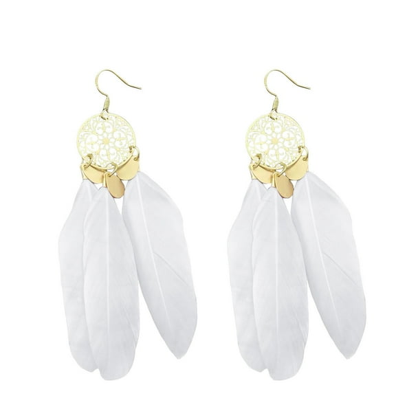 Womens Feather Earrings Fringe Tassel Bohemian Long Drop Dangle Earrings Set with Design for Women