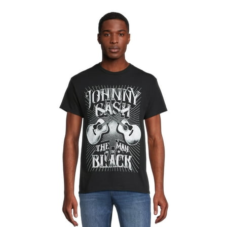 Johnny Cash Men's Man in Black Graphic Tee with Short Sleeves, Sizes S-3XL