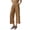 Khaki, variant on Womens Pants Vertical Rib Texture Pleated Waist Pants Soft Wide Leg Cropped Fit Solid Color Casual Sleek Pants With Side Pocket
