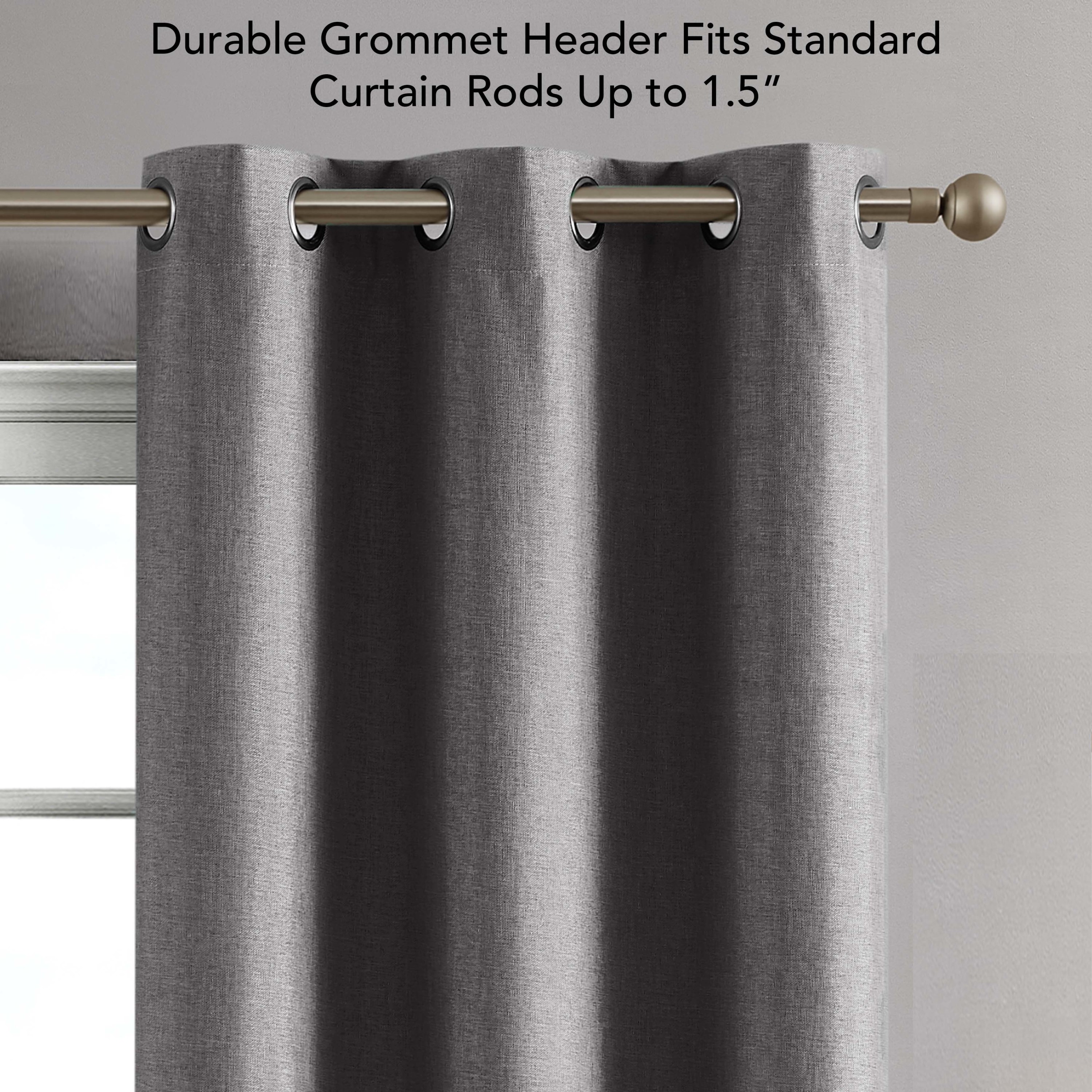 Legrae Blackout Thermal Insulated Grommet Curtains, Set of 2 Panels with Tiebacks, Titanium Grey, 38" x 63"