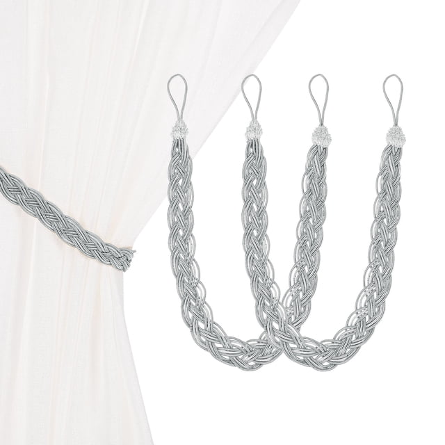 Uxcell 2-Set Sujetadores de Cortina con Ganchos de Metal Negro para Decoración de Ventanas del Hogar
