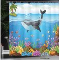 thumbnail image 4 of Ambesonne Animal Shower Curtain, Whale in Ocean Planet, 69"Wx75"L, Dark Blue Orange, 4 of 5