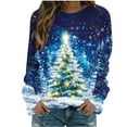 thumbnail image 2 of Women's Christmas Sweatshirt Christmas tree Graphic Print Long Sleeve Crewneck Pullover Loose Casual Holiday Party Ugly Xmas Top, 2 of 6