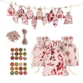 thumbnail image 2 of Bolsas de calendario de adviento de Navidad, arpillera colgante de 24 días, bolsa de regalo de dulces, decoración de Cuenta atrás con pegatinas de números, 2 of 4