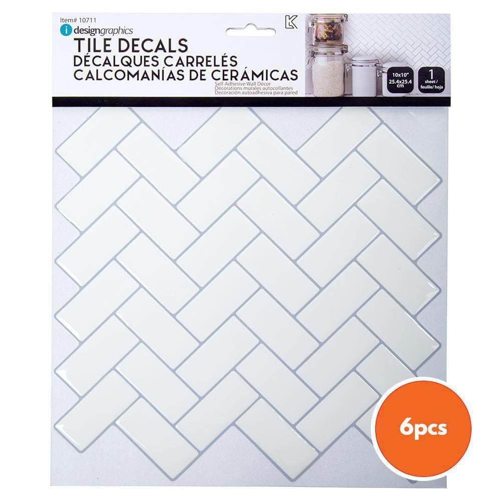 Truu Design Self-Adhesive Peel and Stick Herringbone Backsplash Wall Tiles