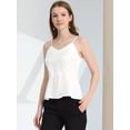 thumbnail image 2 of Allegra K Blusa De Tirantes De Espagueti Casual Para Mujer Tops De Camisola De Satén Sin Mangas Brillantes Blanco S, 2 of 5