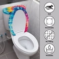 thumbnail image 3 of HELLHERO Elastic Fabric Bathroom Toilet Lid Cover Set & Dustproof Toilet Covers Set & Soft for Indoor Home Fits All Toilet Shapes, Tie dye, 3 of 8