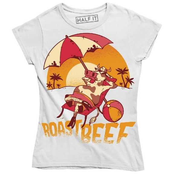 Roast Beef Cow Sunbathing Funny Summer Vacation Women's T-Shirt
