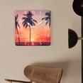 thumbnail image 4 of 14 Inch Wall Clock Battery Operated Square Clock Decorative for Office, Kitchen, Outdoor, Living Room，Beach and Palm Tree At Sunset Design, 4 of 4