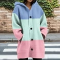 thumbnail image 2 of XUNKUSGA Womens Hooded Cardigan Fashion Color Block Long Women's Jackets Knitted Long Sleeved Button Up Cardigans for Women Trendy Loose Casual Hooded Sweatshirts with Pocket Blue, 2 of 5