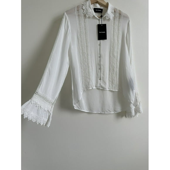 The Kooples Lace Detail Openwork Buttons Blouse Shirt In Ecru Size 1 $400