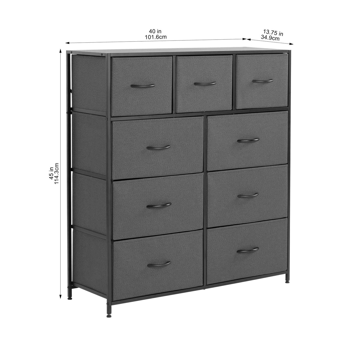 Mainstays 9 Drawer Fabric Dresser, Grey