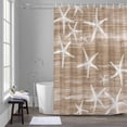 thumbnail image 5 of Sea Stars Bathroom Shower Curtain, Summer Beach Sea Stars Brown Texture Waterproof Washable Soft Bath Curtain for Bathtub Decor with 12 Hooks&Grommet, 60x72 Inch, 5 of 9