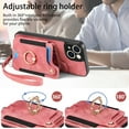 thumbnail image 6 of Dteck for iPhone 12 Case Wallet with Card Holder,Ring Stand,RFID-Blocking PU Leather Protective Magnetic Flip Cover with Wrist Strap, Pink, 6 of 10
